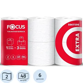 Бумага туалетная Focus Extra 5042265/5067596 2-слойная белая (6 рулонов в упаковке)