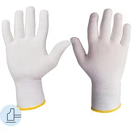 Перчатки рабочие защитные JetaSafety нейлоновые белые (4 нити, 13 класс, размер 8, М, 12 пар в упаковке)
