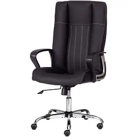 Кресло UT_Easy Chair Boston хром, кож/зам, черный, 36-6