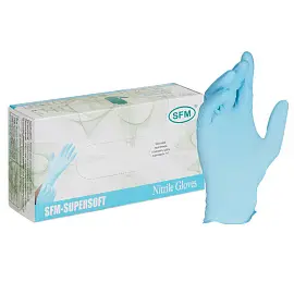 Перчатки медицинские смотровые нитриловые SFM нестерильные неопудренные размер XL (9-10) голубые (200 штук в упаковке)