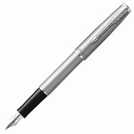Ручка перьевая Parker "Sonnet Sand Blasted Stainless Steel" черная, 0,8мм, подарочная упаковка