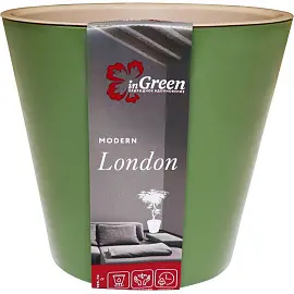 Горшок для цветов InGreen London зеленый (23х23х20.8 см)