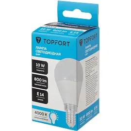 Лампа светодиодная Topfort E14 10W 4000K шар