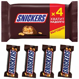 Шоколадные батончики Snickers (4 штуки по 40 г)