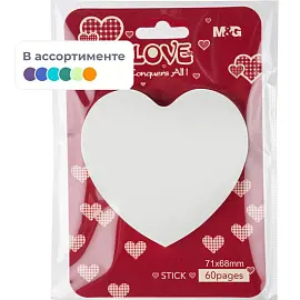 Стикеры фигурные Стикеры с клеевым краем M&G Heart, фигурные, 71х68 мм, 60 л, цвет в ассорт