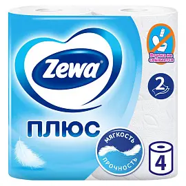 Бумага туалетная Zewa Плюс 2-слойная белая (4 рулона в упаковке)