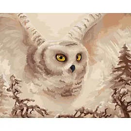 Картина по номерам на холсте ТРИ СОВЫ "Полярная сова", 40*50, с акриловыми красками и кистями