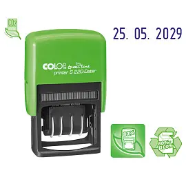 Датер автоматический пластиковый Colop S 220 Bank Green Line (шрифт 4 мм, месяц обозначается цифрами)