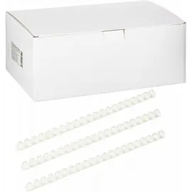 Пружины для переплета пластиковые 21 кольцо, 19 мм, (белые), 100 шт./уп (для сшивания 155 листов)