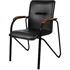 Конференц-кресло Easy Chair Samba V-4 1.031 черный/орех (искусственная кожа, металл черный)