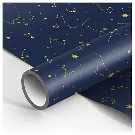 Упаковочная бумага глянц. 70*100см, MESHU "Golden constellations", 90г/м2