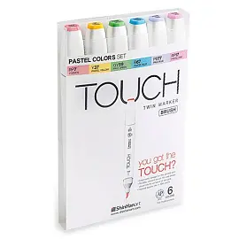 Набор маркеров Touch Brush пастельные тона 6 цветов (толщина линии 3 мм)