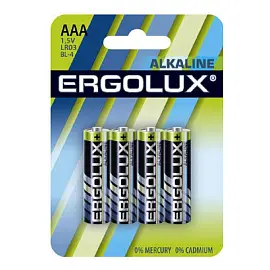 Батарейка ААА мизинчиковая Ergolux AAA (4 штуки в упаковке)