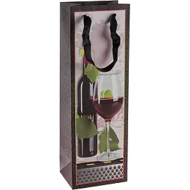 Пакет подарочный ламин. для бутылки, Вино, 11х38х11см, PBT008