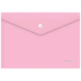 Папка-конверт на кнопке Berlingo "Starlight" А4, 180мкм, прозрачная розовая, индив. ШК