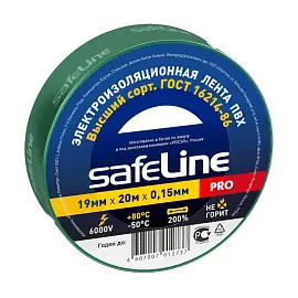 Изолента Safeline ПВХ 19 мм x 20 м зеленая