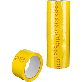 Клейкая лента упаковочная 48 мм х 66 м 45 мкм желтая (6 штуки в упаковке)