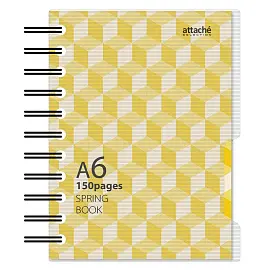 Бизнес-тетрадь Attache Selection Spring Book A6 150 листов желтая в клетку на спирали (135х144 мм)