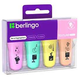 Набор текстовыделителей Berlingo "Textline HP100" мини, 04цв., 1-5мм, пастельные цвета, европодвес