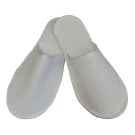 Тапочки одноразовые махровые закрытый мыс подошва ЭВА 3.5 мм белые Стандарт 100 пар в упаковке