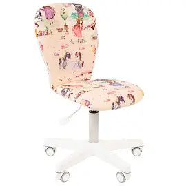 Кресло детское Chairman Kids 105, PL белый, ткань велюр, принцессы, регулировка по высоте, без подлокотников