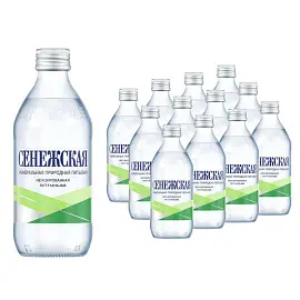Вода минеральная Сенежская негазированная стеклянная бутылка 0.33 л (12 штук в упаковке)