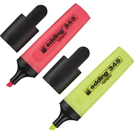 Набор маркеров выделителей текста Edding 345 желтый/розовый 2 шт (толщина линии 2-5 мм, 2 штуки в упаковке)