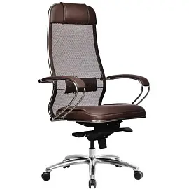 Кресло для руководителя Метта Samurai SL-1.04 темно-коричневое (сетка/экокожа, металл)