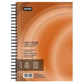 Бизнес-тетрадь Attache Selection LightBook А5 100 листов оранжевая в клетку на спирали (160х204 мм)
