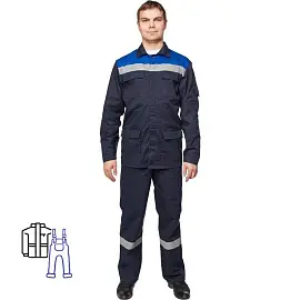 Костюм рабочий летний мужской л05-КПК с СОП синий/васильковый (размер 60-62, рост 158-164)