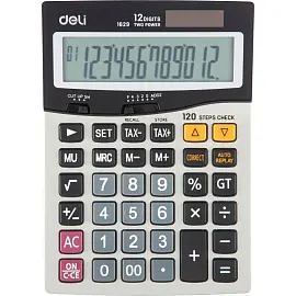 Калькулятор настольный КОМП. Deli E1629,12-р,дв.пит,181x130мм,мет,серебр