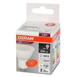 Лампа светодиодная Osram LED Value PAR16 спот 10Вт GU10 4000K 800Лм 220В (4058075581807)