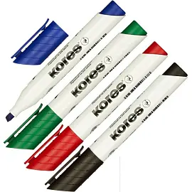 Набор маркеров для белых досок Kores 20845 4 цвета (толщина линии 3-5 мм) скошенный наконечник