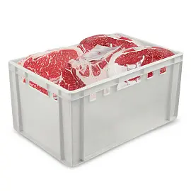Ящик для мяса из ПНД 600x400x300 мм белый морозостойкий