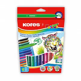 Фломастеры Kores Korellos 12 цветов смываемые со стикерами в комплекте