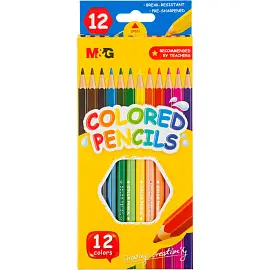 Карандаши цветные M&G   деревянные шестигранные, 12 цв в наборе