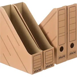 Лоток вертикальный для бумаг 75 мм Attache картонный бурый (4 штуки в упаковке)