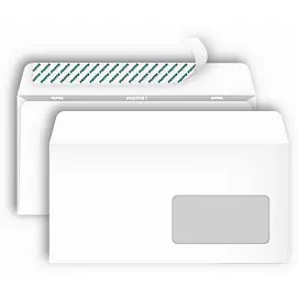 Конверт Postfix Bong Е65 80 г/кв.м белый стрип с внутренней запечаткой с правым окном (1000 штук в упаковке)