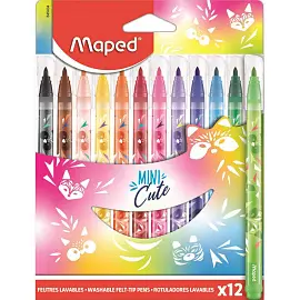 Фломастеры Maped Mini Cute 12 цветов смывающиеся с вентилируемыми колпачками (845404)