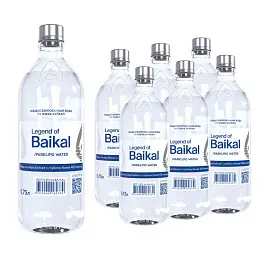 Вода питьевая LEGEND of BAIKAL газированная в стеклянной бутылке 0,75 л (6 штук в упаковке)