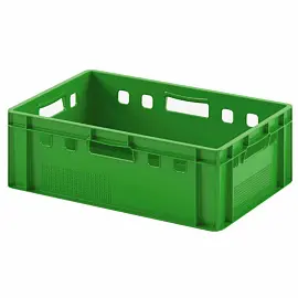 Ящик для мяса из ПНД 600x400x200 мм зеленый ударопрочный морозостойкий