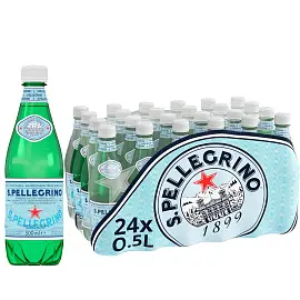 Вода минеральная S. Pellegrino газированная 0.5 л (24 штуки в упаковке)