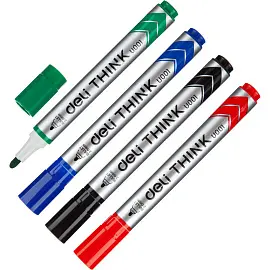 Набор маркеров для белых досок Deli Think 4 цвета (толщина линии 1.5-3 мм) круглый наконечник