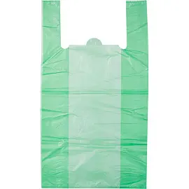 Пакет-майка Знак качества ПНД 35 мкм зеленый (42+18x68 см, 50 штук в упаковке)