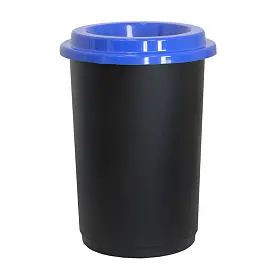 Урна для мусора Idea Эко 50 л пластик черная/синяя (42x59 см)