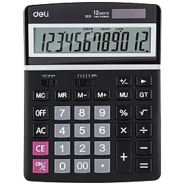 Калькулятор настольный Deli 1631 12-разрядный черный 195x148x46 мм