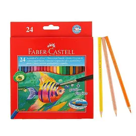 Карандаши цветные акварельные Faber-Castell шестигранные 24 цвета с кистью