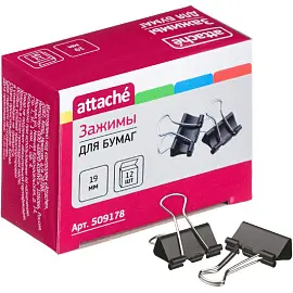 Зажимы для бумаг Attache 19 мм черные (12 штук в коробке)