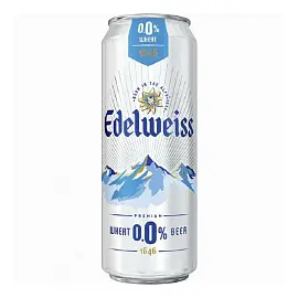Пиво безалкогольное Edelweiss светлое нефильтрованное банка 0.43 л