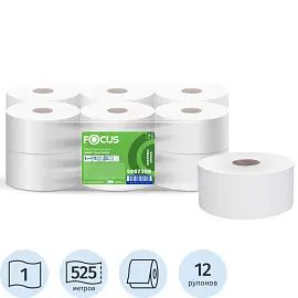 Бумага туалетная в рулонах Focus Eco Jumbo 1-слойная 12 рулонов по 525 метров (артикул производителя 5067300)